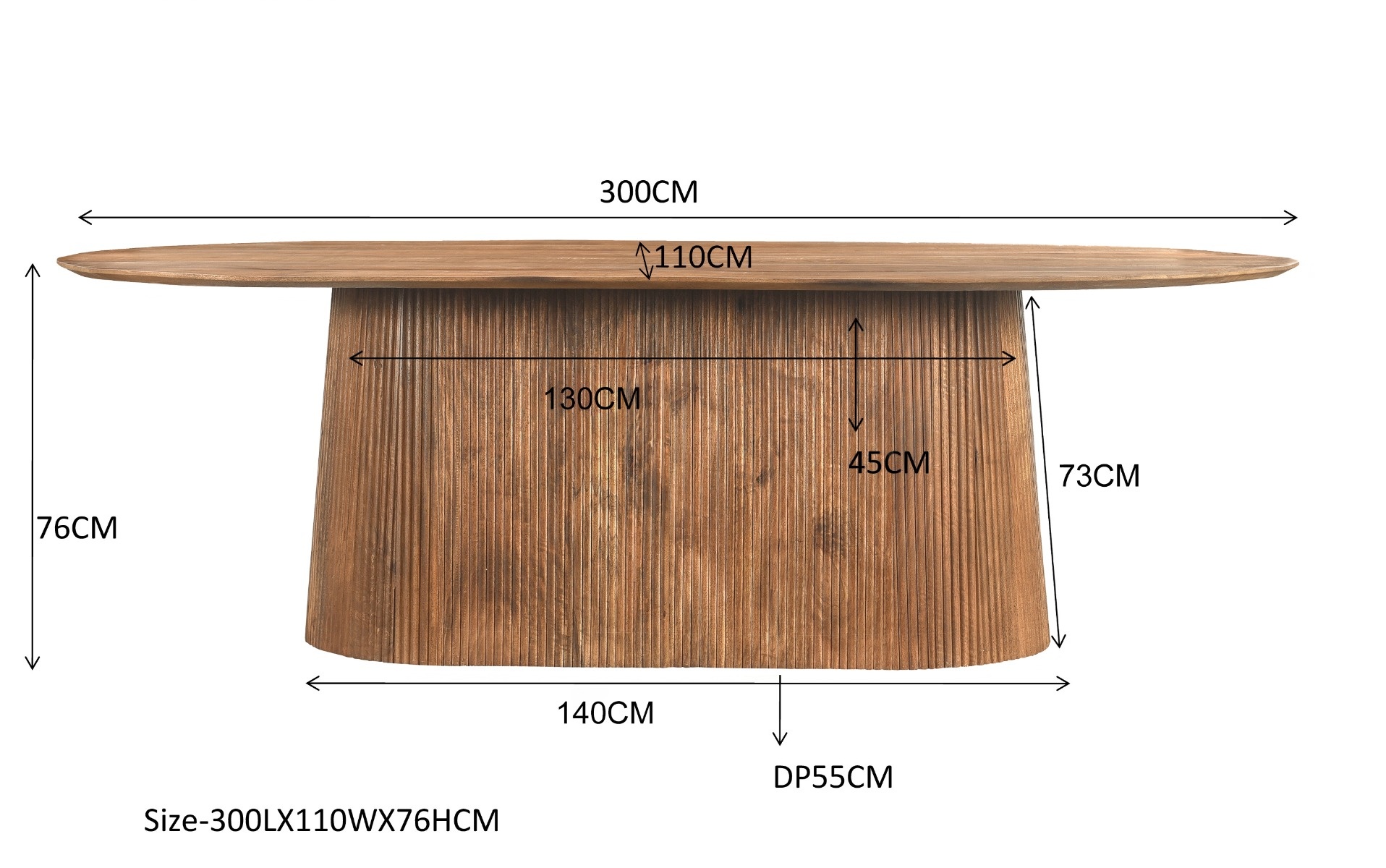 Livingfurn - Eetkamertafel Salvator 300cm - Mangohout