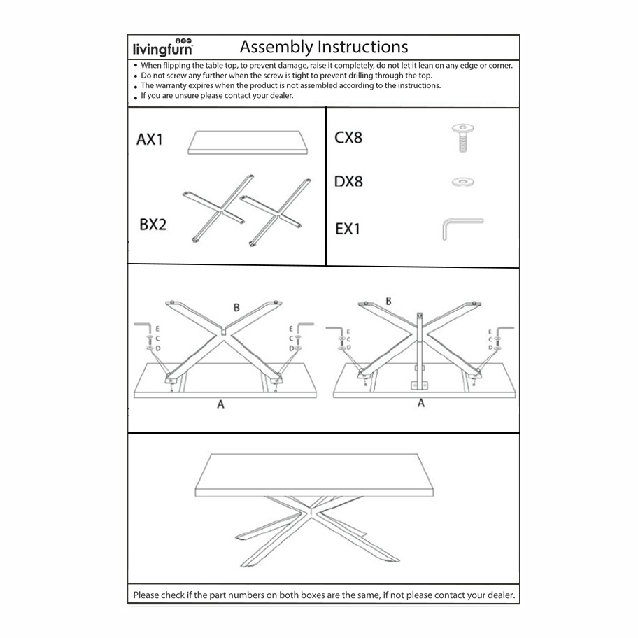 Livingfurn - Eetkamertafel Norris Tree - 200x100x76 cm - Mangohout / Gecoat Staal