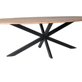 Livingfurn - Ovale Eetkamertafel - Acasia Hout - 210 cm - Bruin