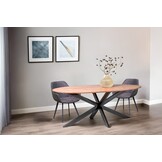 Livingfurn - Ovale Eetkamertafel - Acasia Hout - 210 cm - Bruin