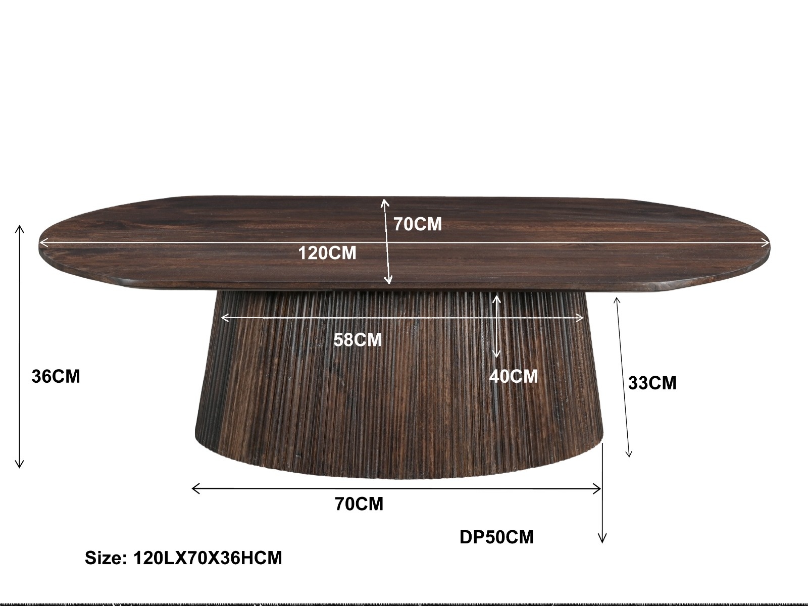 Livingfurn - Salontafel Salvator Walnut Oval 120 - Mangohout