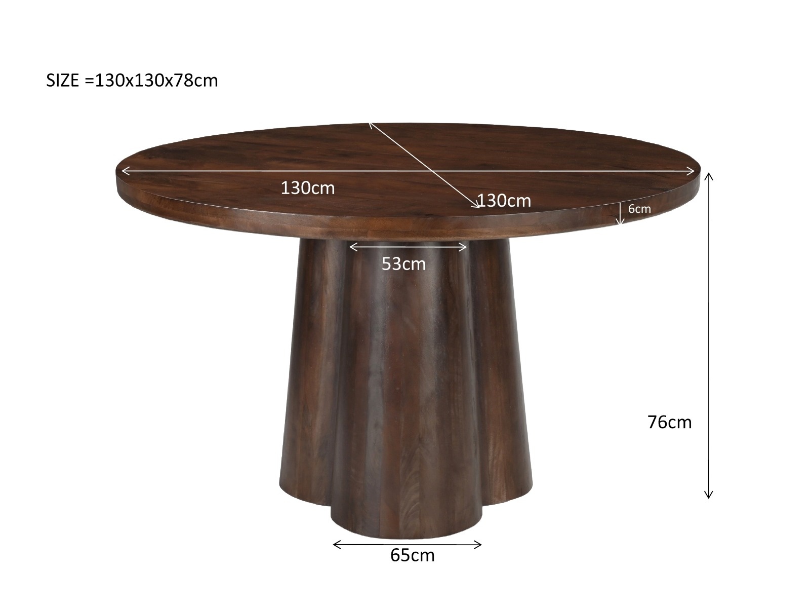 Livingfurn - Eetkamertafel Brix Clubs 130cm - Mangohout