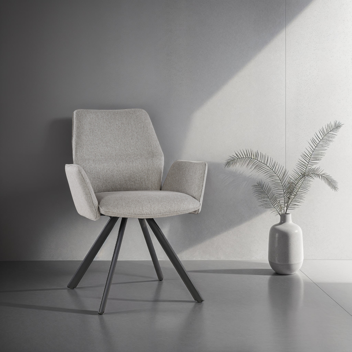 Livingfurn - Eetkamerstoel Diana Stof / Gecoat staal - Taupe - 1 stuk