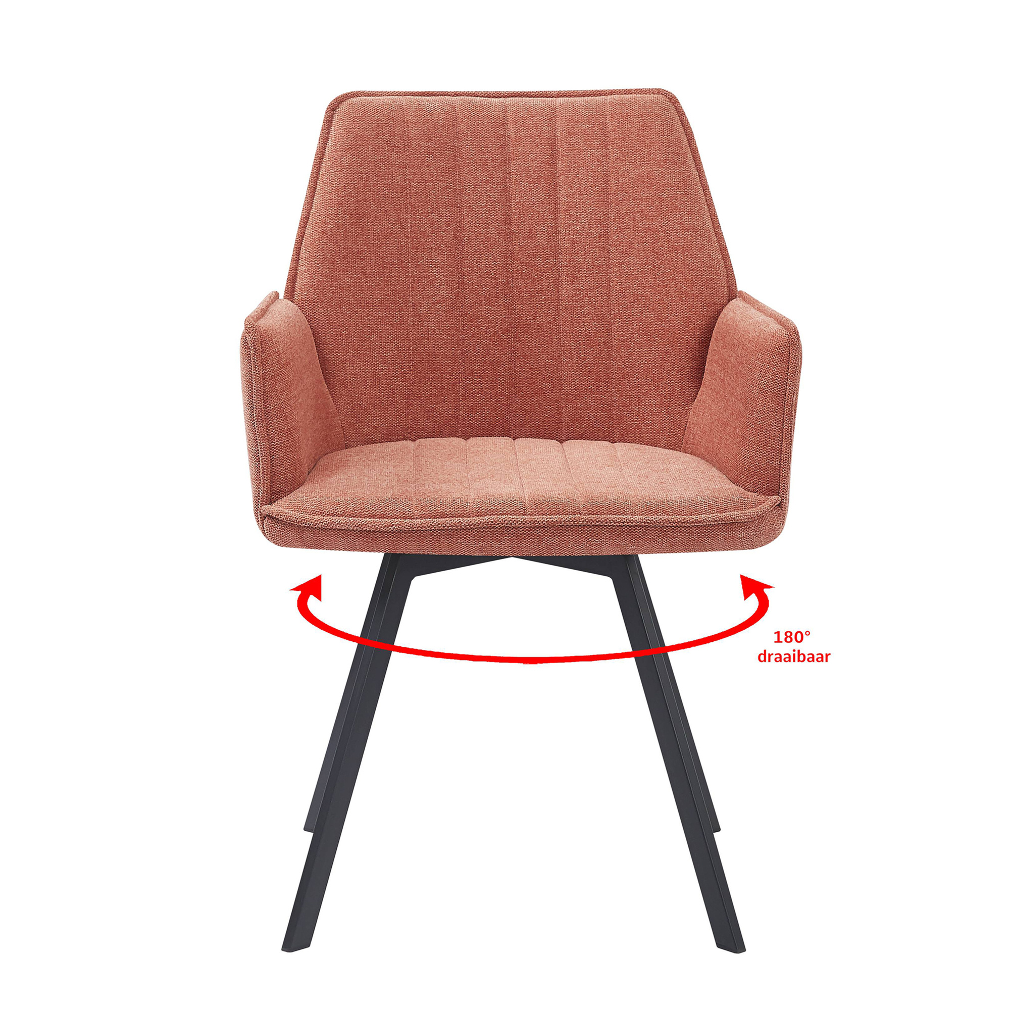 Livingfurn - Eetkamerstoel Louise Blush - Stof / Gecoat Staal - 1 stuk