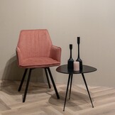Livingfurn - Eetkamerstoel Louise Blush - Stof / Gecoat Staal - 1 stuk