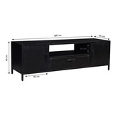 Livingfurn - TV Meubel Kala 180 cm - Mangohout / Gecoat Staal
