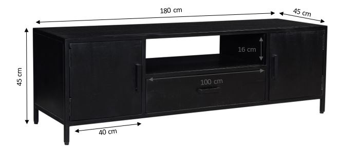 Livingfurn - TV Meubel Kala 180 cm - Mangohout / Gecoat Staal