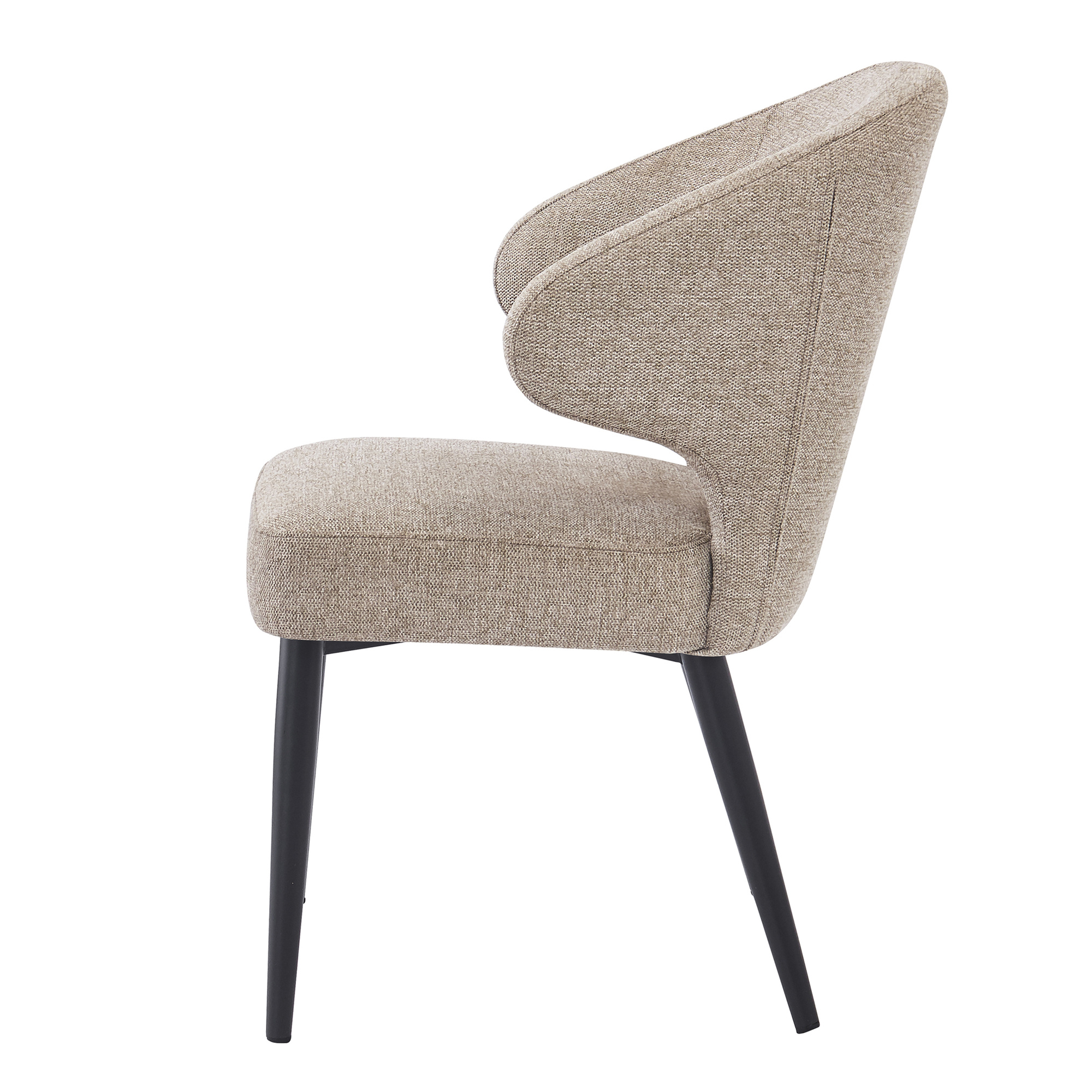 Livingfurn - Eetkamerstoel Donna antraciet Velvet - Beige - 2 stuks