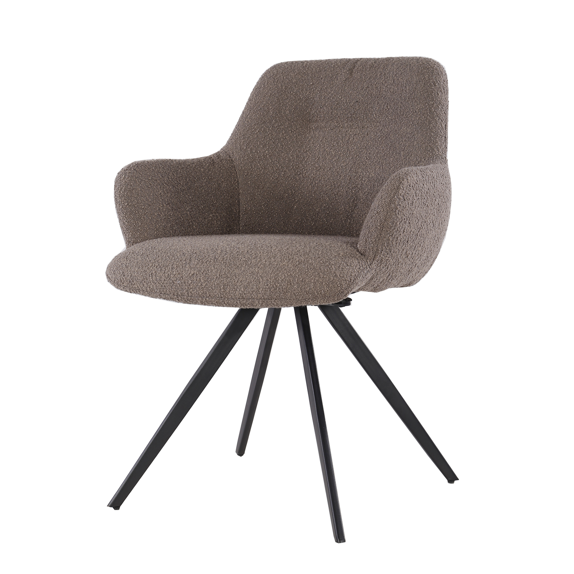 Livingfurn - Eetkamerstoel Doreen Boucle - Brown - 2 stuks