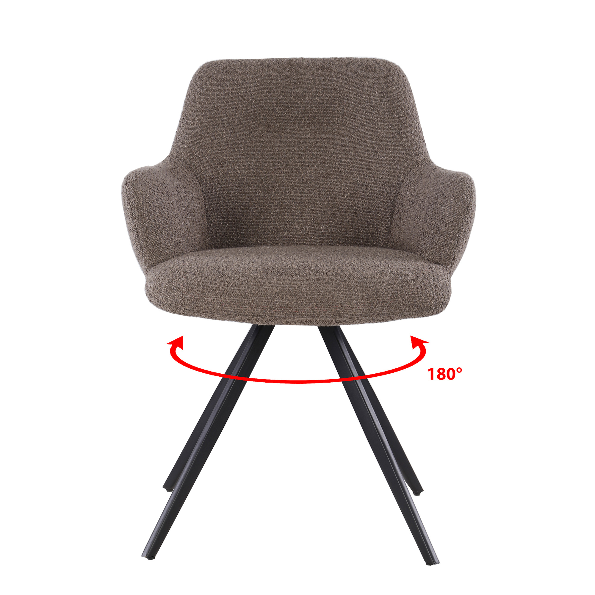 Livingfurn - Eetkamerstoel Doreen Boucle - Brown - 2 stuks