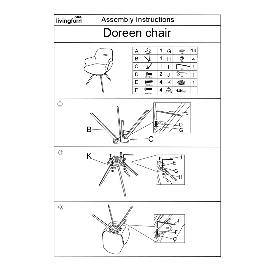 Livingfurn - Eetkamerstoel Doreen Boucle - Brown - 2 stuks