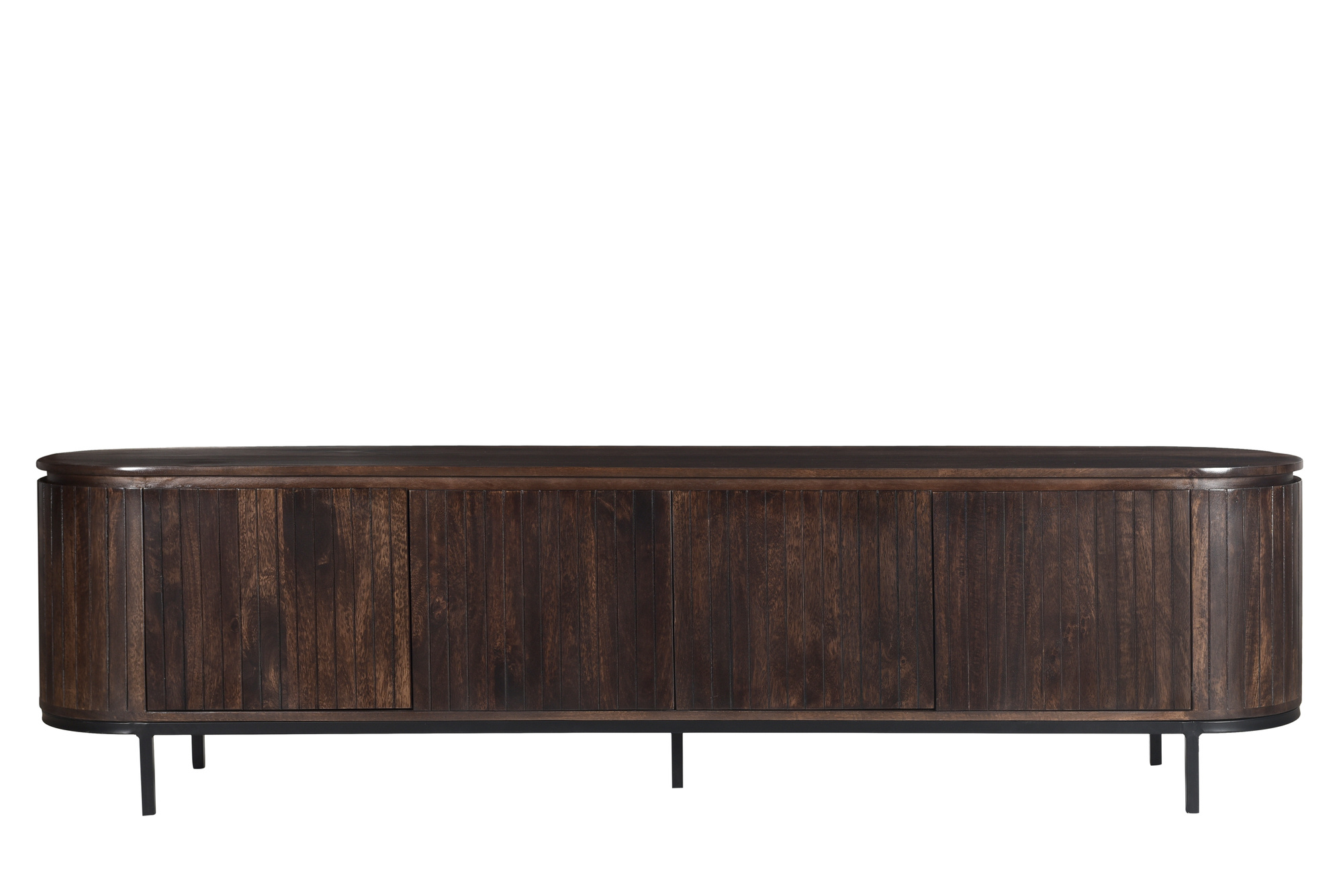 Livingfurn - TV Meubel Noor Walnut 210cm - Mangohout / Gecoat Staal