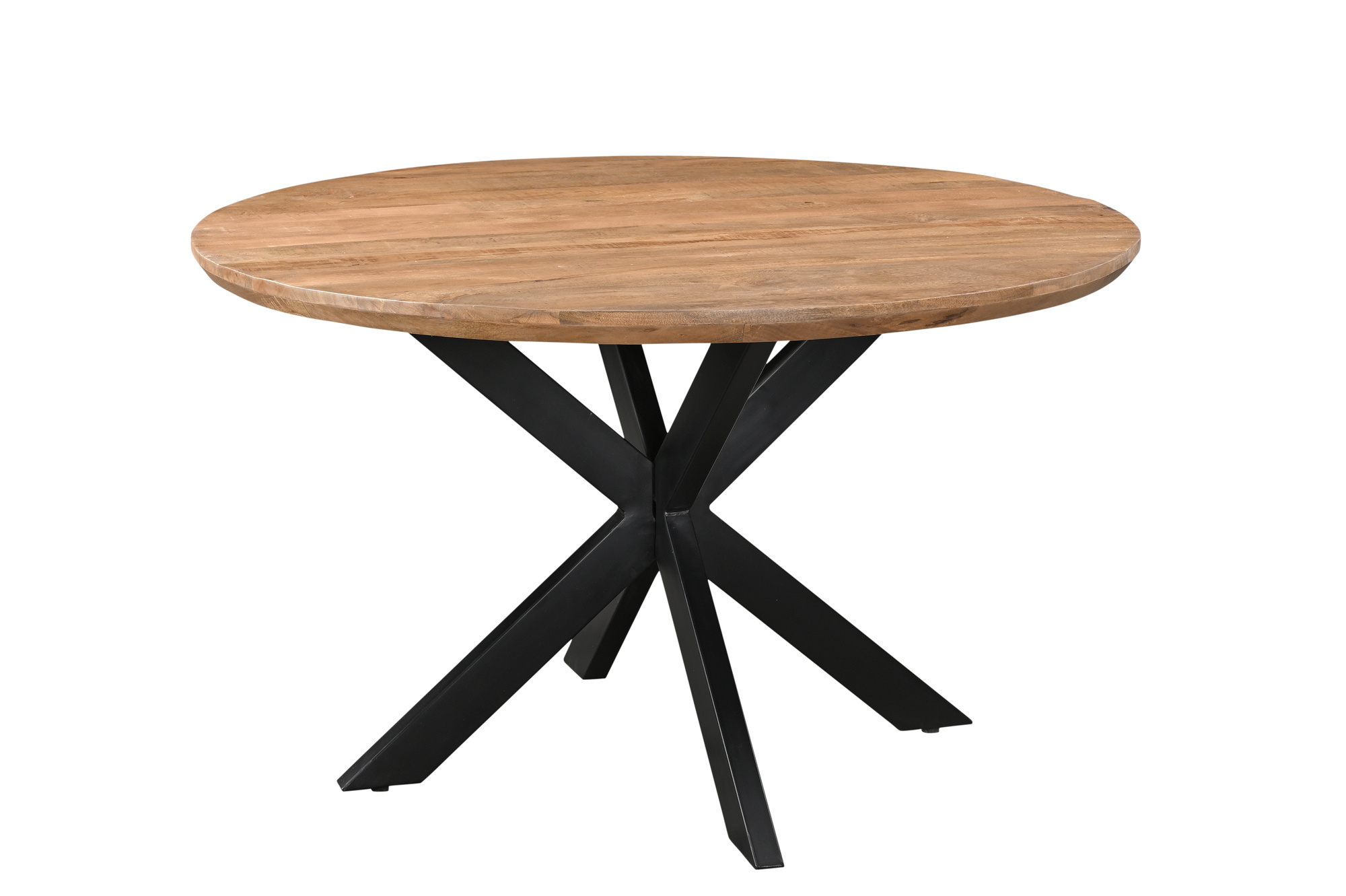 Livingfurn - Eetkamertafel Jesper Round 130cm - Mangohout / Gecoat Staal