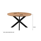 Livingfurn - Eetkamertafel Jesper Round 130cm - Mangohout / Gecoat Staal