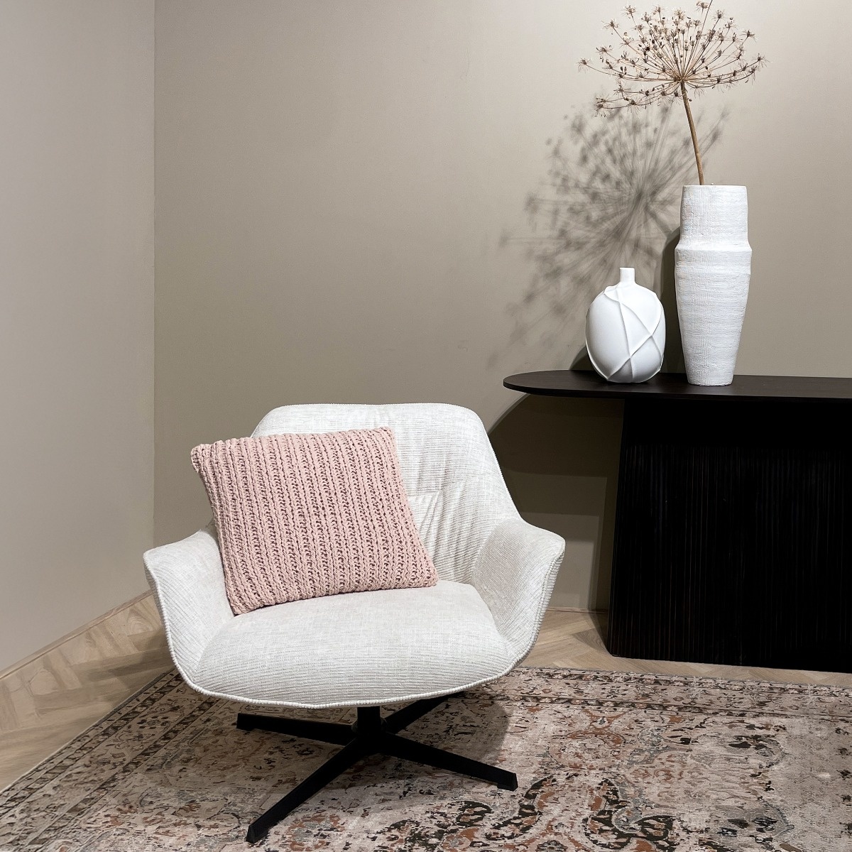 Livingfurn - Fauteuils Daphne Sand - Beige - Stof