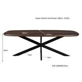 Livingfurn - Eetkamertafel Jesper Danish Oval Brown 180 cm - Mangohout