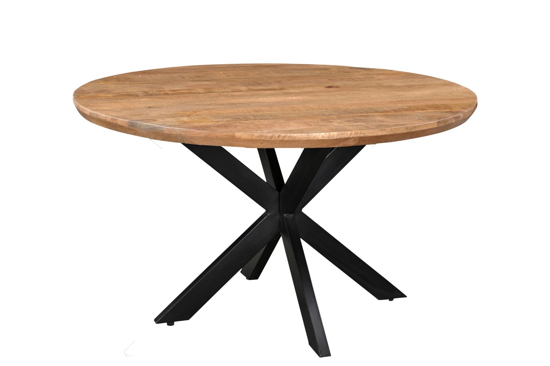 Livingfurn - Eetkamertafel Jesper Round 140cm - Mangohout / Gecoat Staal