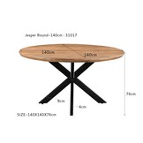 Livingfurn - Eetkamertafel Jesper Round 140cm - Mangohout / Gecoat Staal