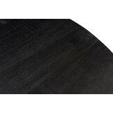 LivingFurn - Ronde Eetkamertafel van Mangohout en Gecoat Staal - Eettafel - 120cm - Zwart