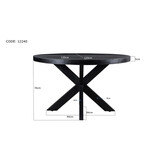 LivingFurn - Ronde Eetkamertafel van Mangohout en Gecoat Staal - Eettafel - 120cm - Zwart