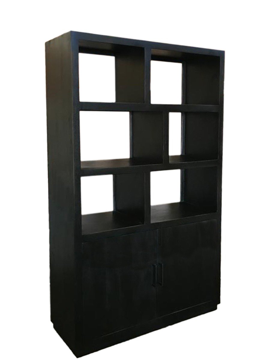 Livingfurn - Vitrinekast Jaxx Black 120cm - Mangohout