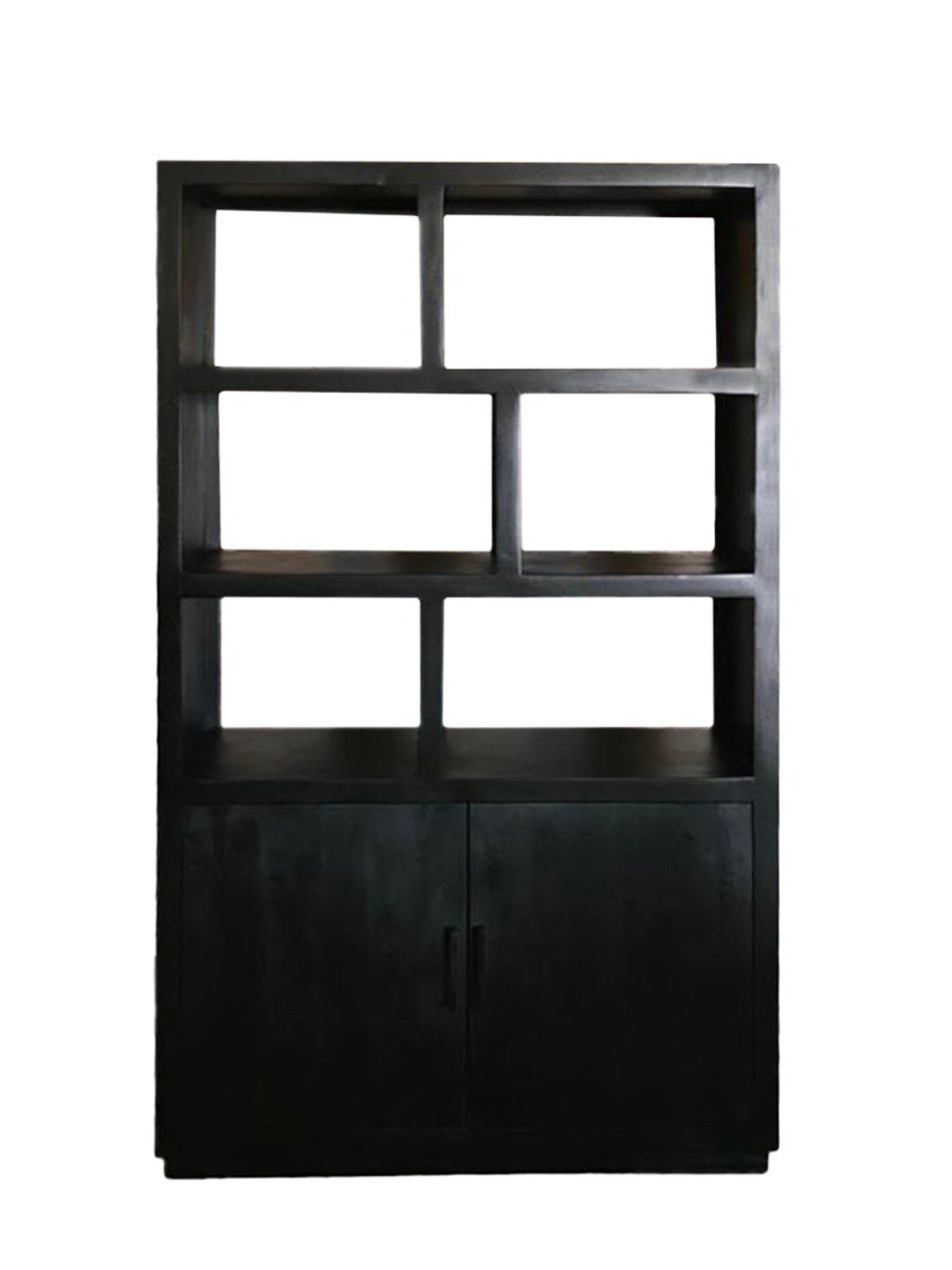 Livingfurn - Vitrinekast Jaxx Black 120cm - Mangohout