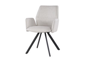 Livingfurn - Eetkamerstoel Diana Stof / Gecoat staal - Beige - 1 stuk