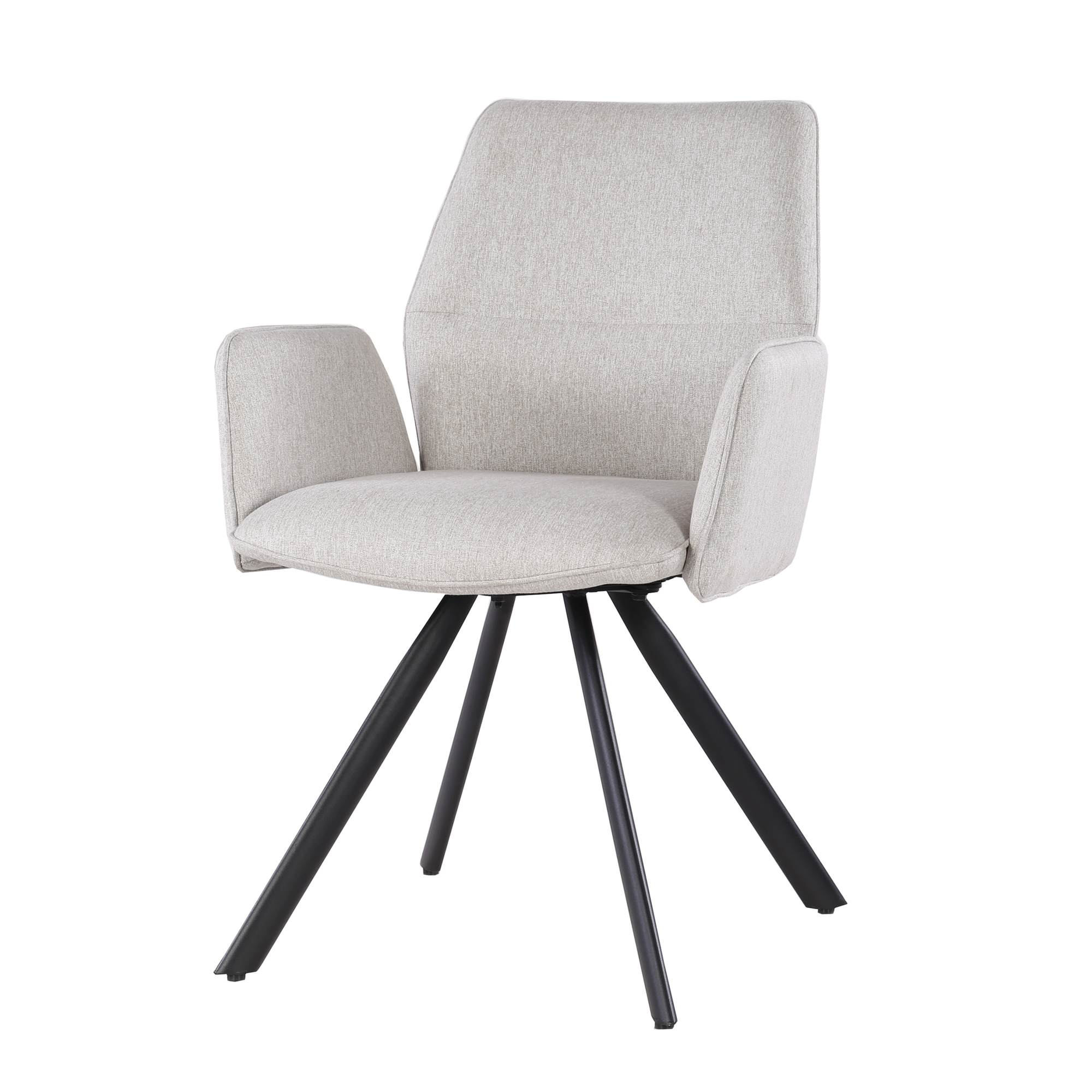 Livingfurn - Eetkamerstoel Diana Stof / Gecoat staal - Beige - 1 stuk