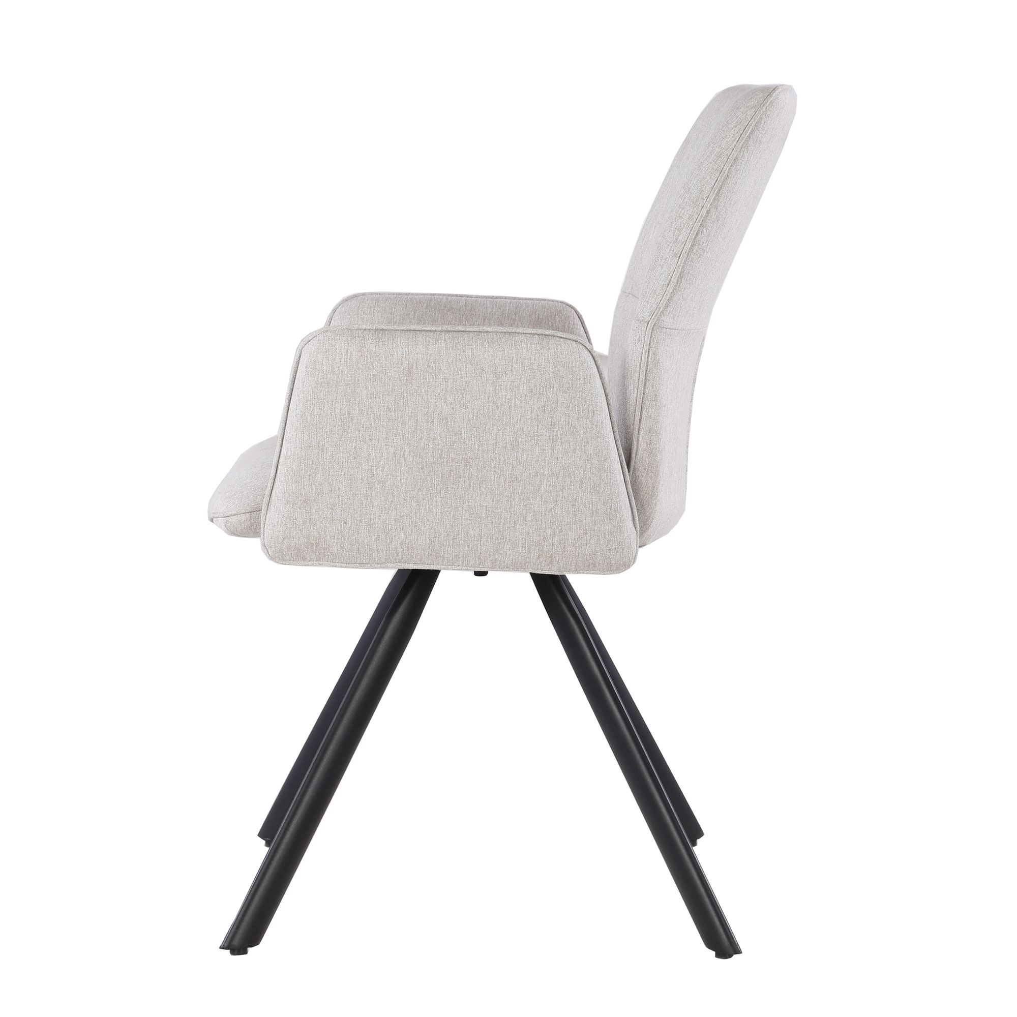 Livingfurn - Eetkamerstoel Diana Stof / Gecoat staal - Beige - 1 stuk