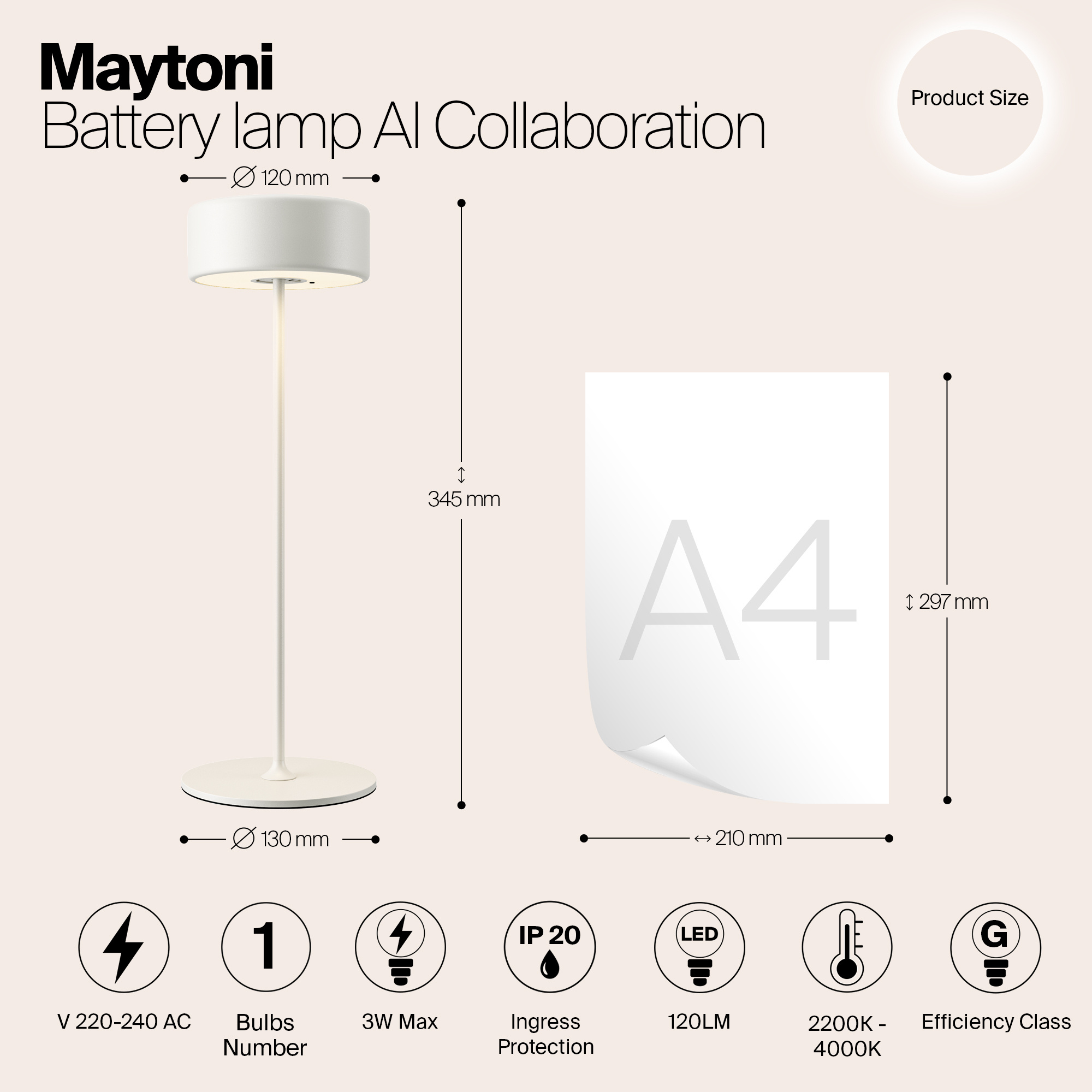 Maytoni - Batterijlamp AI Collaboration - Wit - Ø12
