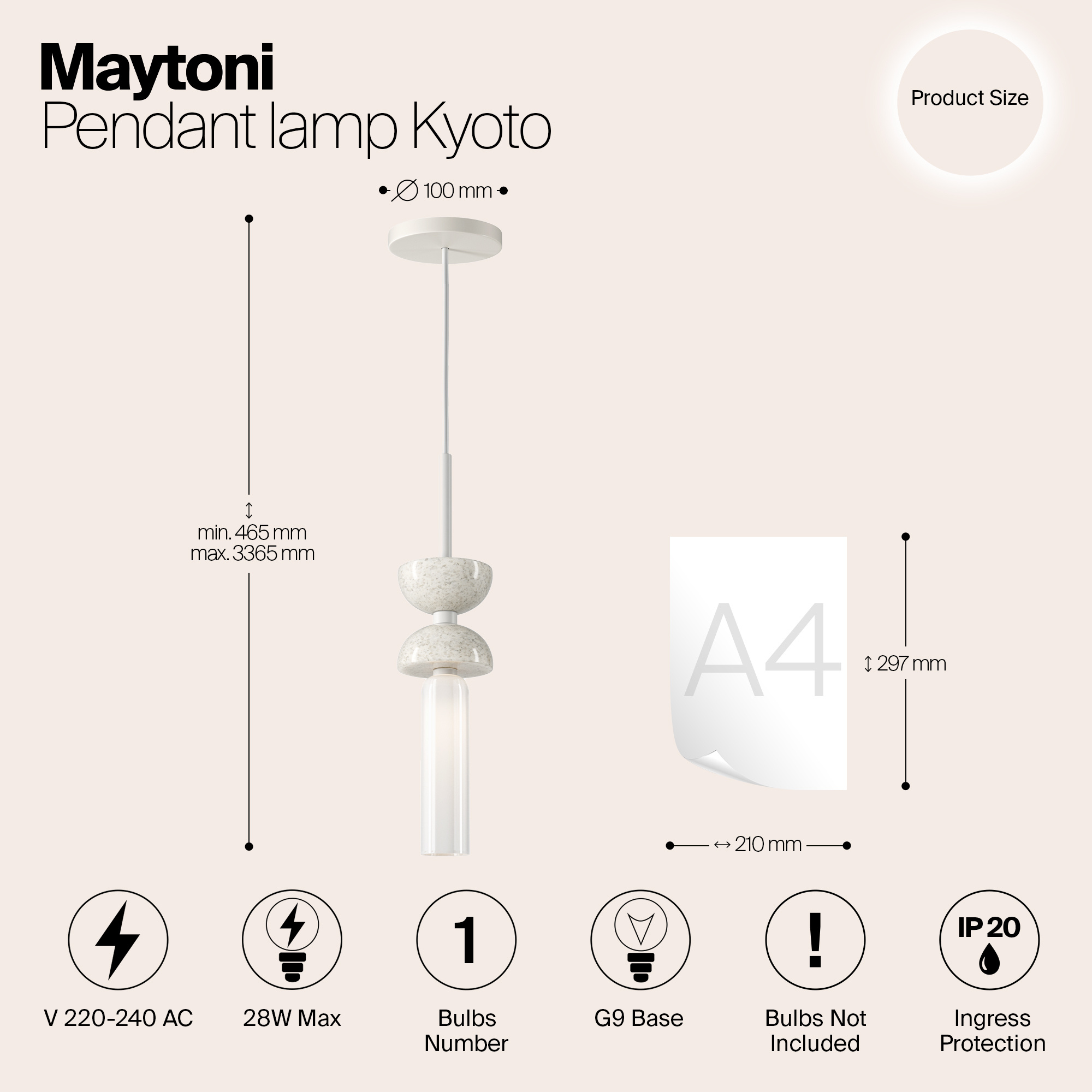 Maytoni - Hanglamp Kyoto - Wit - Ø10