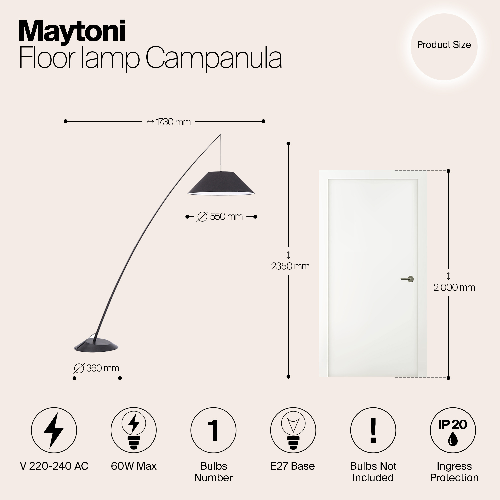 Maytoni - Vloerlamp Campanula - Zwart