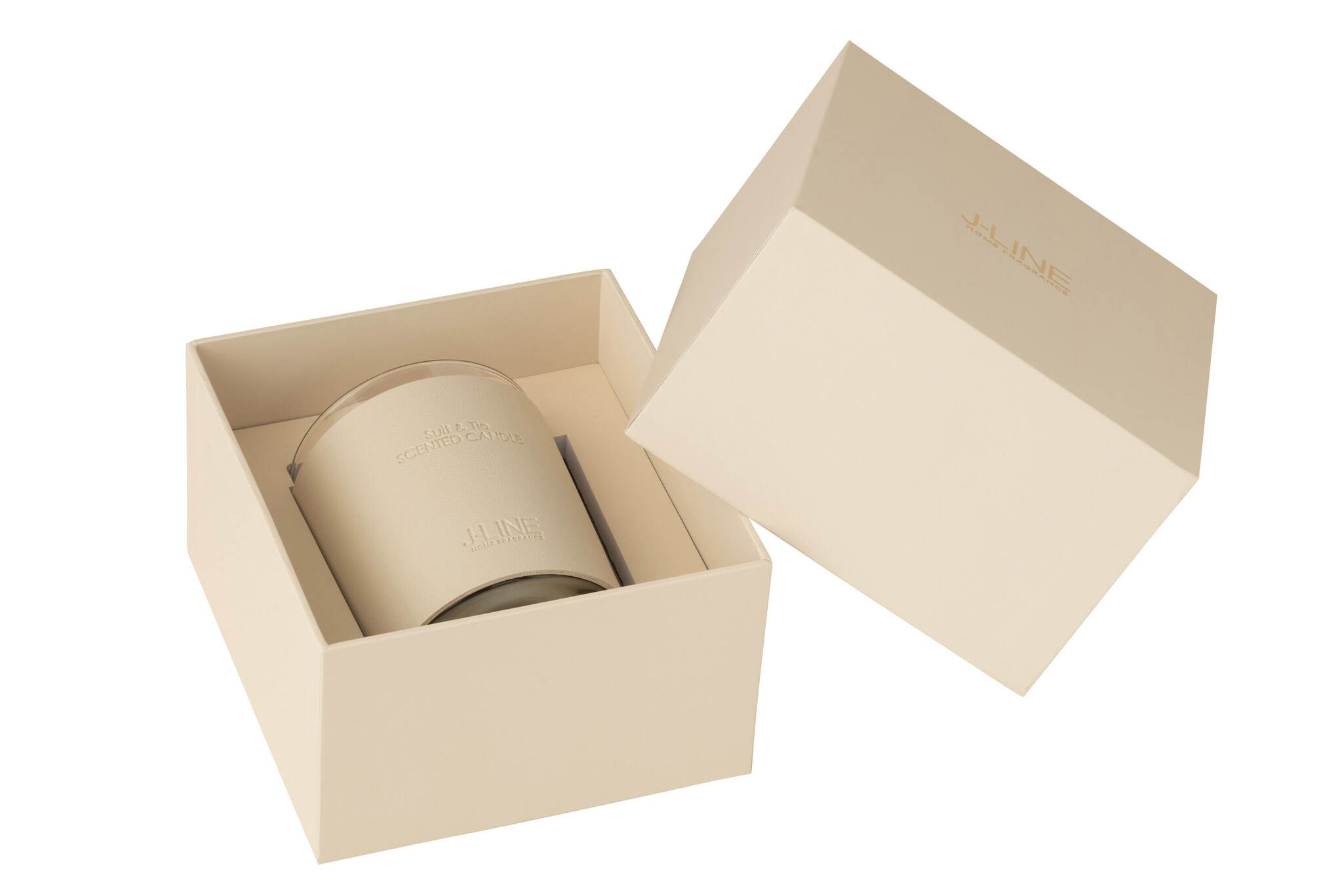 J-Line - Geurkaars Leder Bei 40uur - 14x9x14.5cm