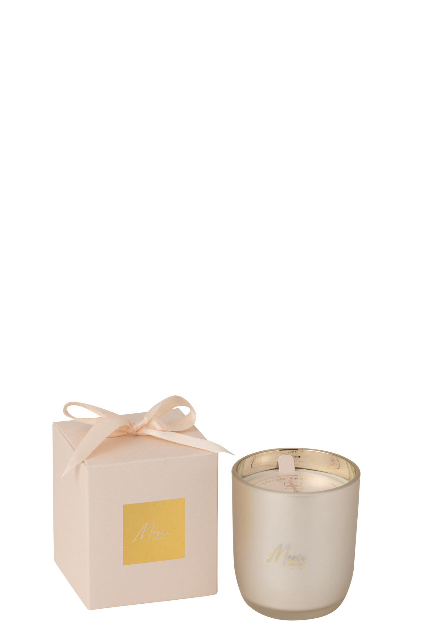 J-Line - Geurkaars Merci Beige Small 35uur - 8.5x8.5x10cm