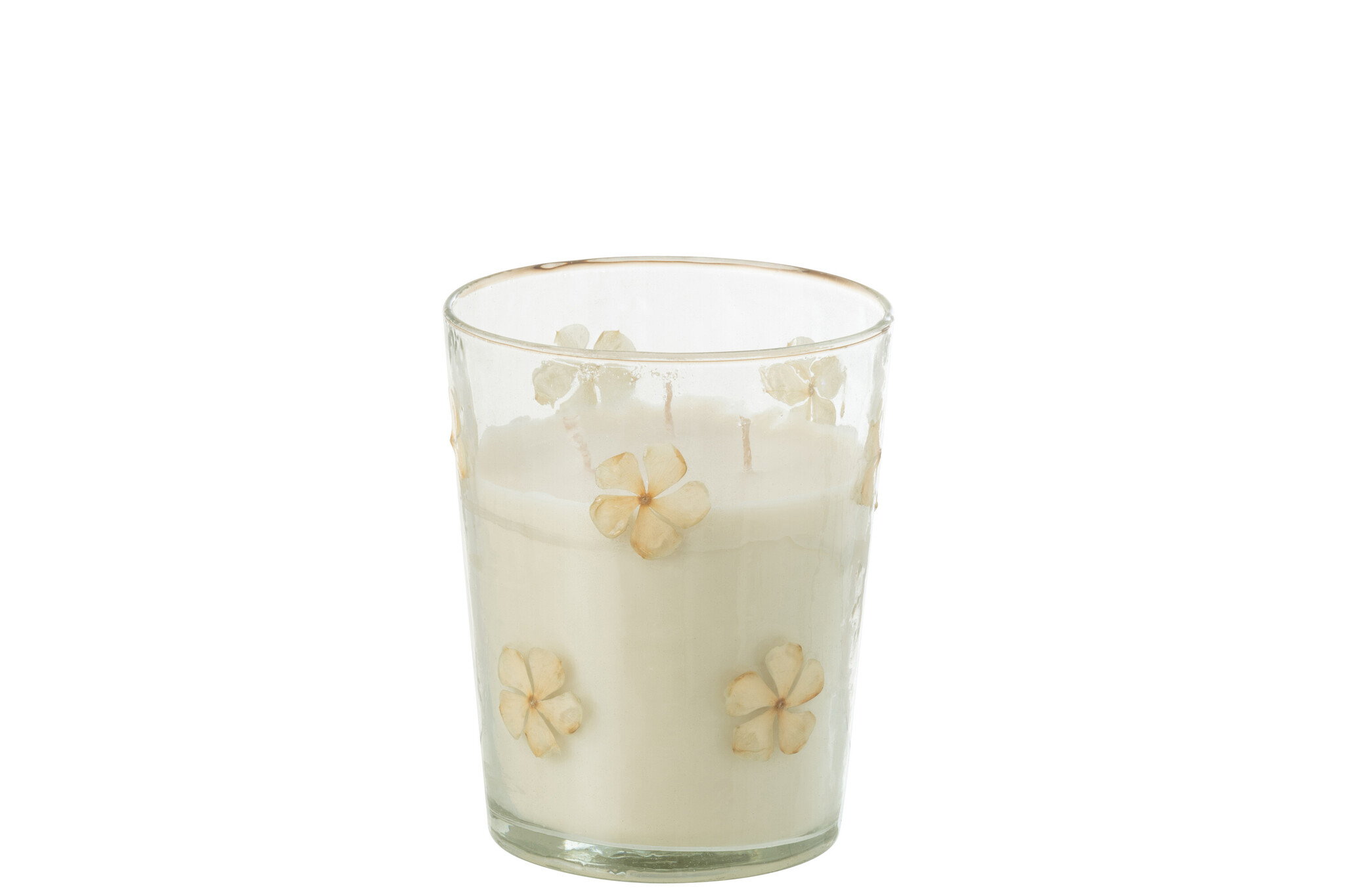 J-Line - Geurkaars Bloemen Glas Transparant Medium - 55 Uur - 12.5x12.5x15.5cm
