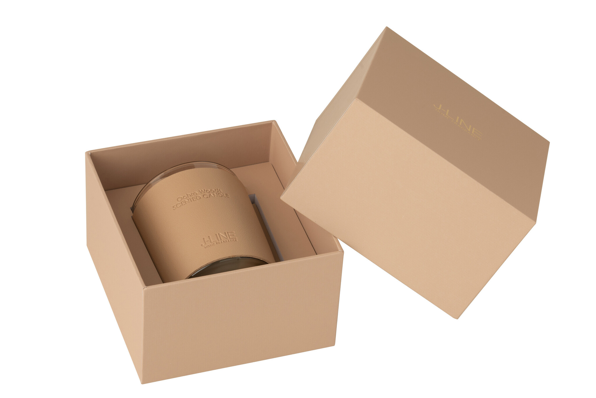 J-Line - Geurkaars Leder Bruin 40uur - 14x9x14.5cm
