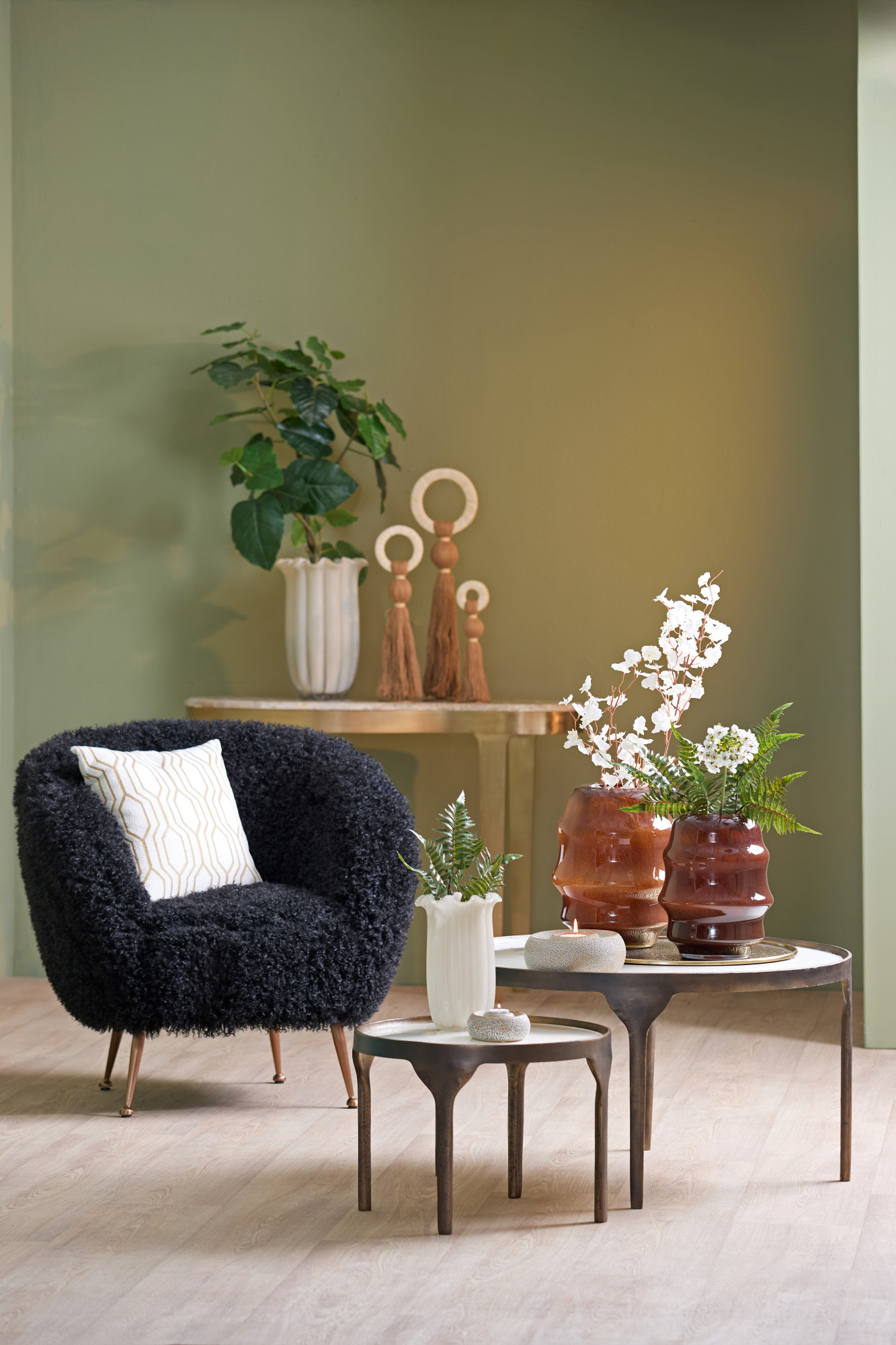 Light & Living - Salontafel ELI - Ø85x42 cm - Wit - Set van 2