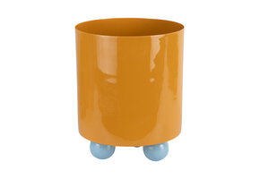 Present Time - Bloempot Double Funky Large - Mango yellow & soft blue