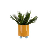 Present Time - Bloempot Double Funky Large - Mango yellow & soft blue