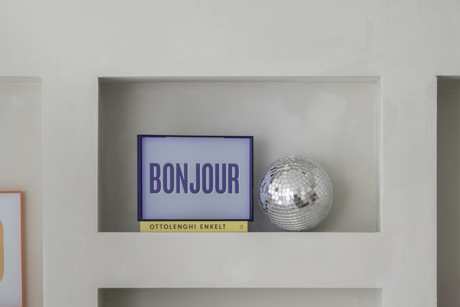 Present Time - Wall Art Bonjour Medium - Blauw
