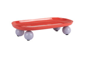 Present Time - Dienblad Double Funky Oval Large - bright red w. soft purple