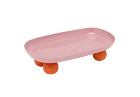 Present Time - Dienblad Double Funky Oval - Bright orange & soft pink