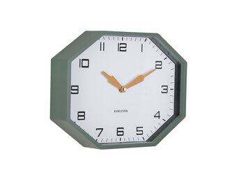 Karlsson - Wandklok Modern Factory Octagon - Jungle green & ochre yellow