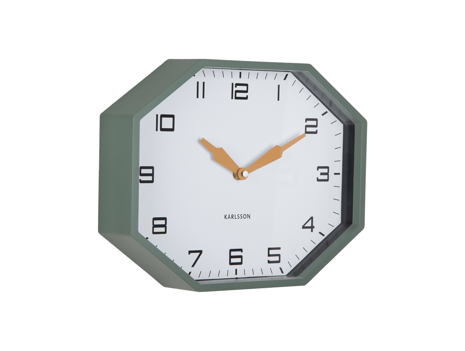 Karlsson - Wandklok Modern Factory Octagon - Jungle green & ochre yellow
