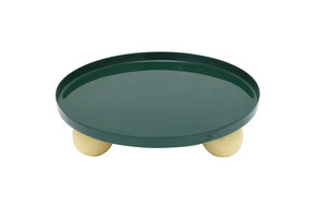 Present Time - Dienblad Double Funky Rond Large - Retro green & soft yellow