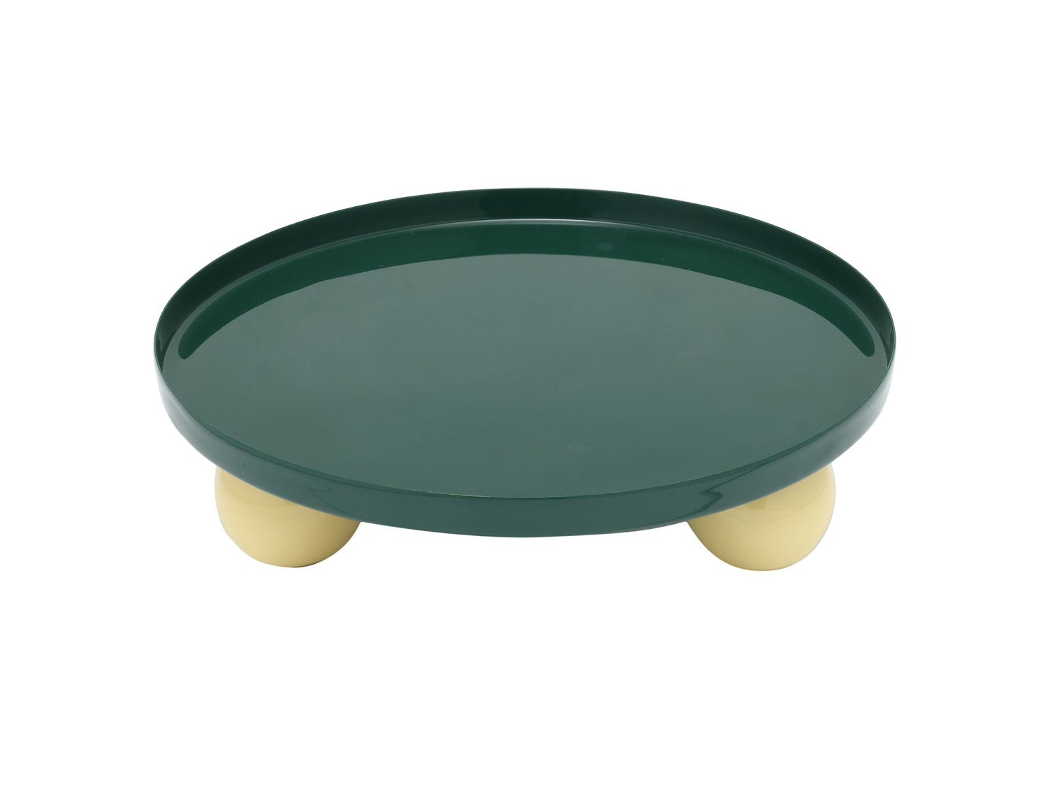 Present Time - Dienblad Double Funky Rond Large - Retro green & soft yellow