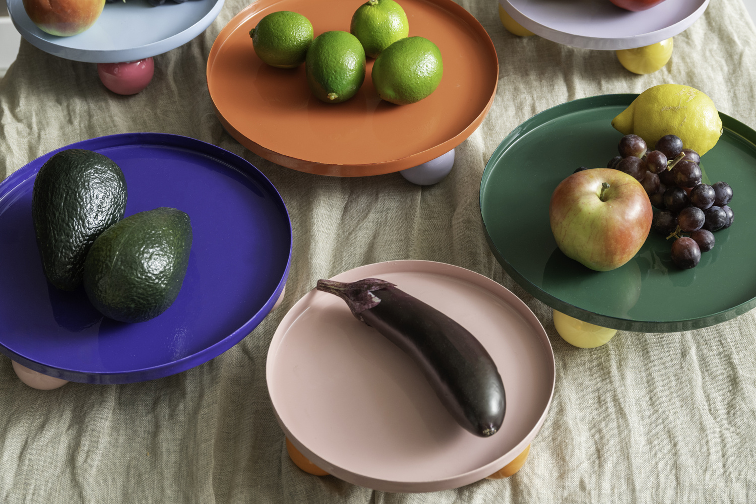 Present Time - Dienblad Double Funky Rond Large - Retro green & soft yellow