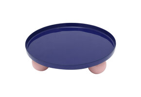 Present Time - Dienblad Double Funky Rond Large - Cobalt blue & soft pink