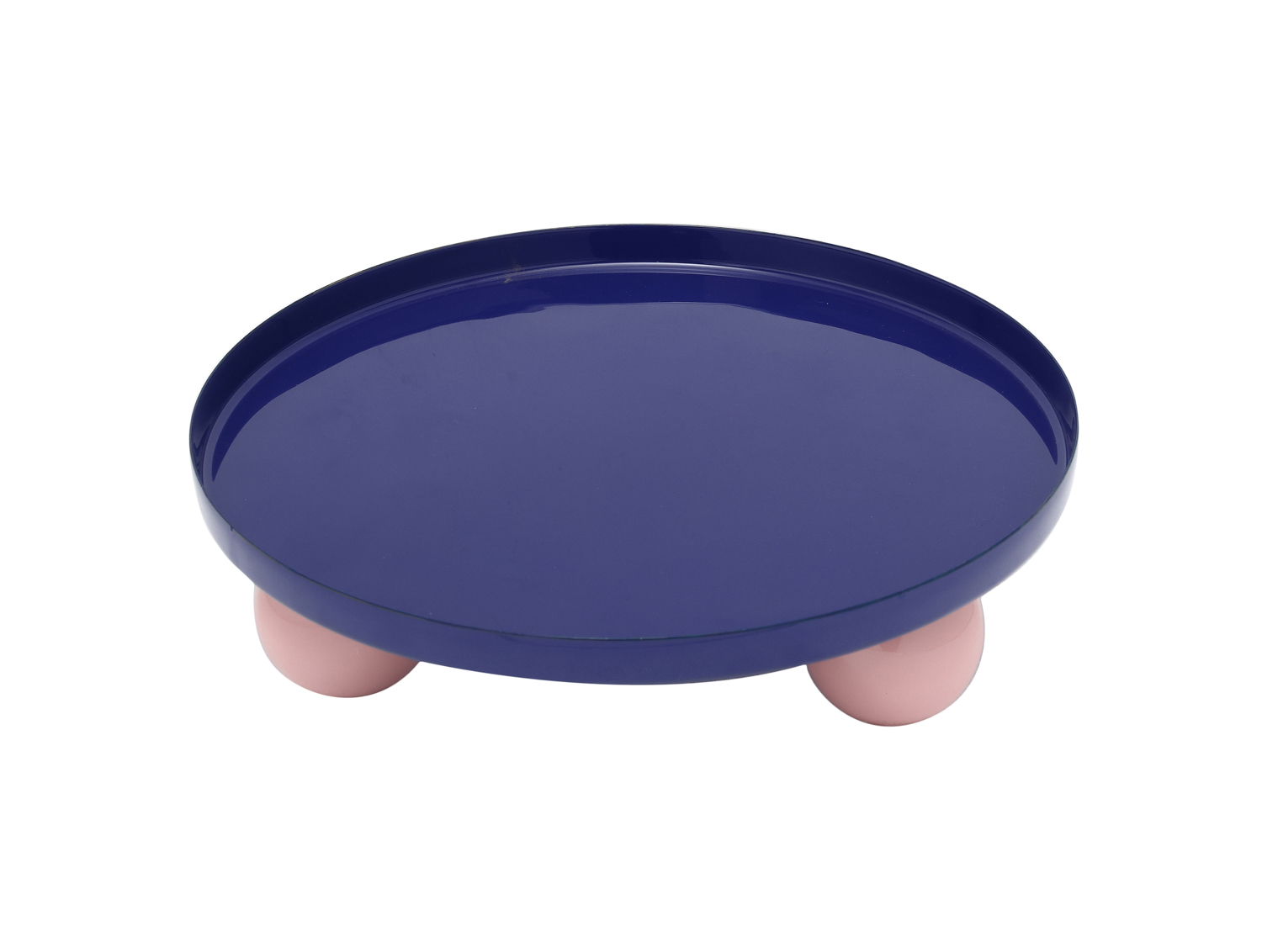 Present Time - Dienblad Double Funky Rond Large - Cobalt blue & soft pink