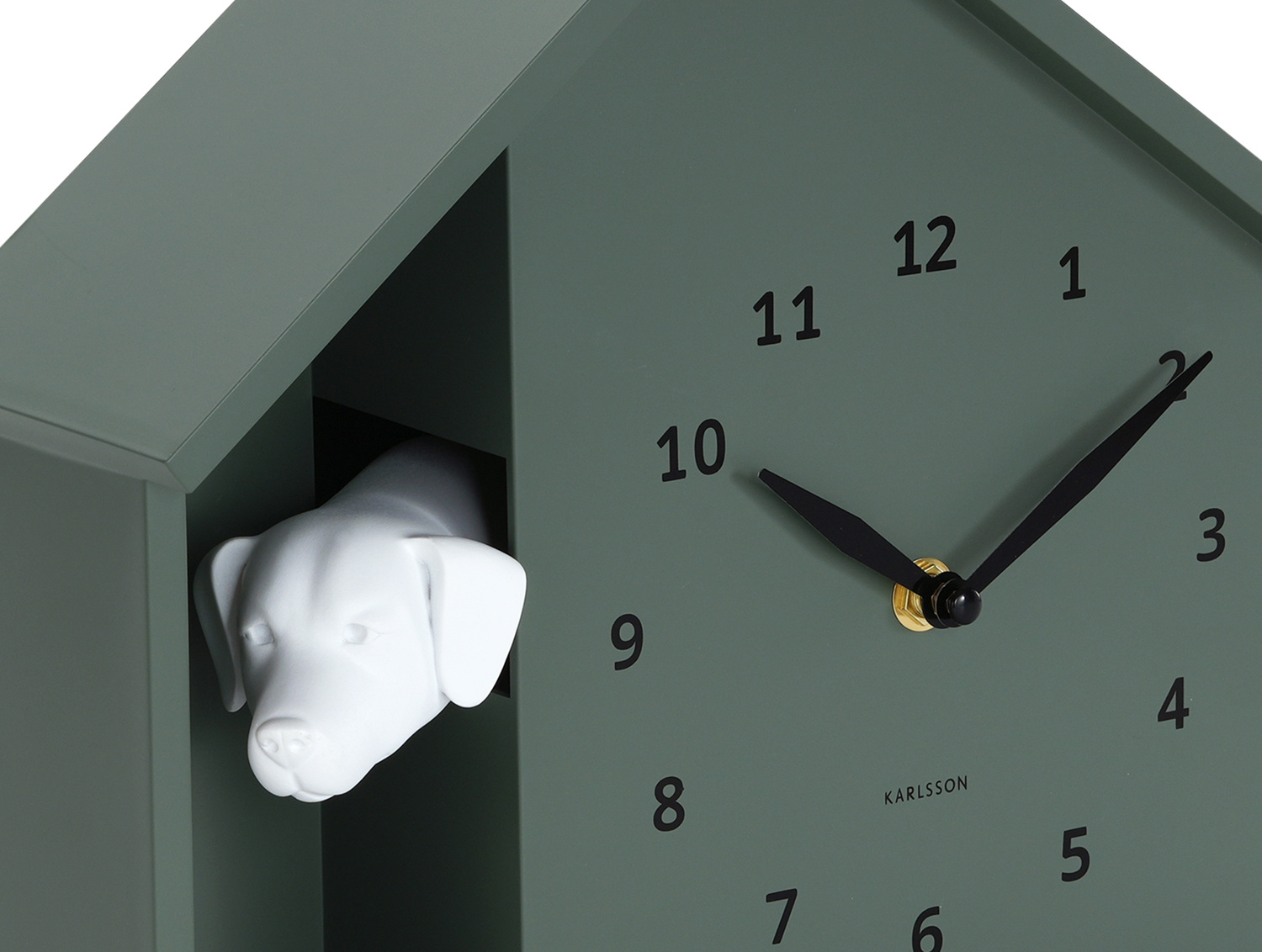 Karlsson - Wandklok Peeking Doggy - Jungle groen- Ø24,9cm